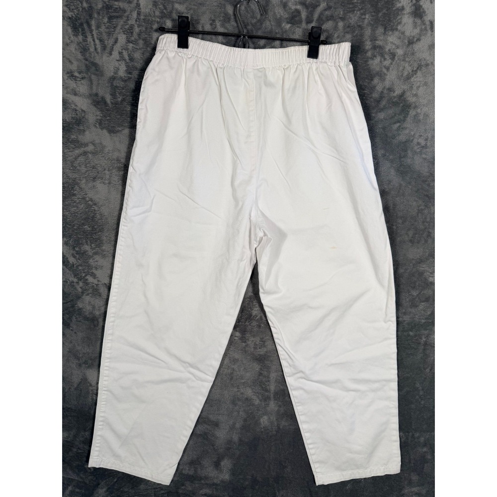 Cabin Creek Womens Pants Size 14 White Elastic Waist Cotton Blend Relaxed Fit